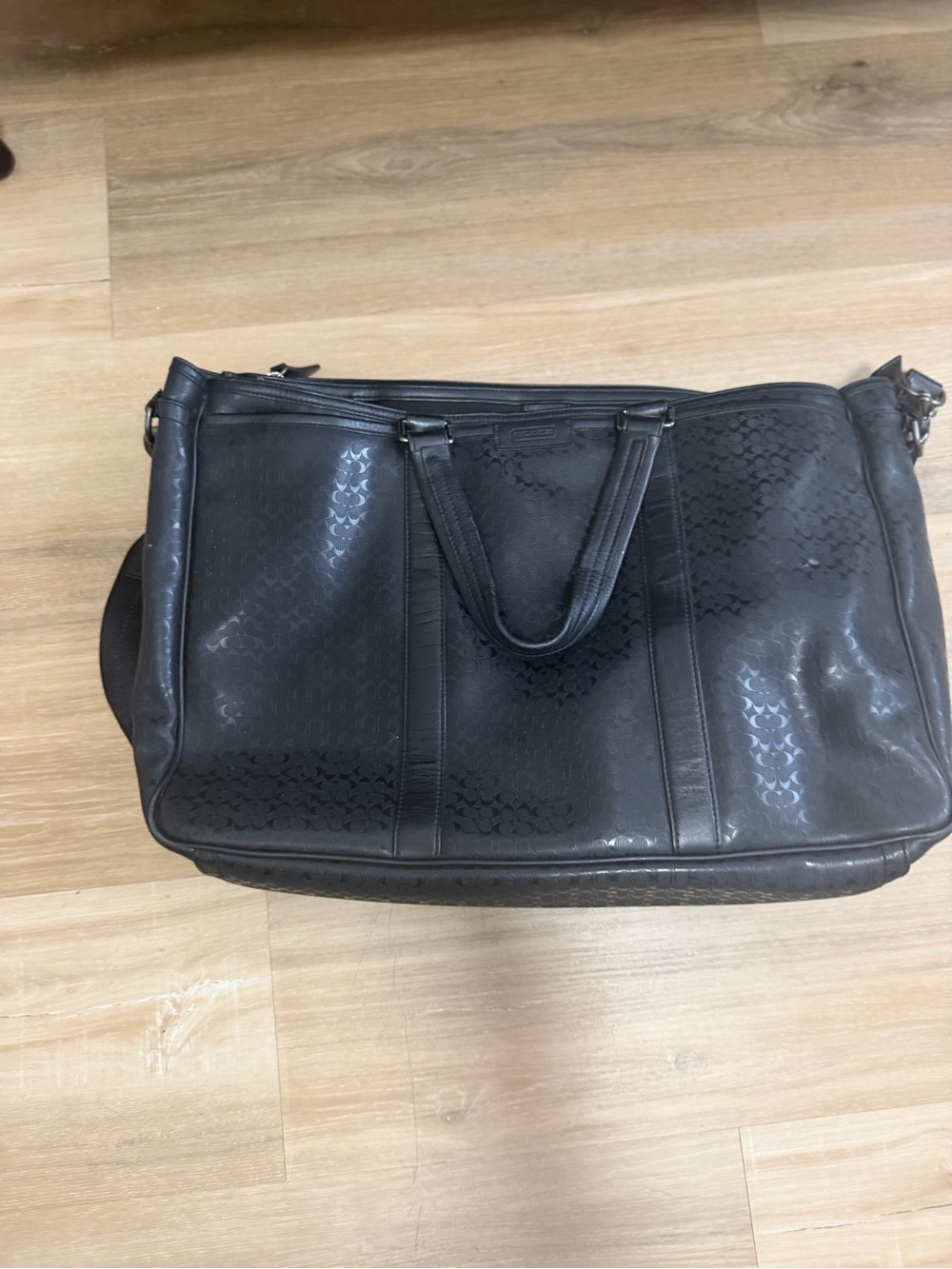 Black Women’s/ Men's Travel Laptop Tote Bag - Classic Leather Look